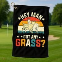 Hey Man Got Any Grass Farm Animal Pun Goat  Golf Towel thumb 1