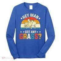 Hey Man Got Any Grass Farm Animal Pun Goat  Long Sleeve Shirt thumb 0