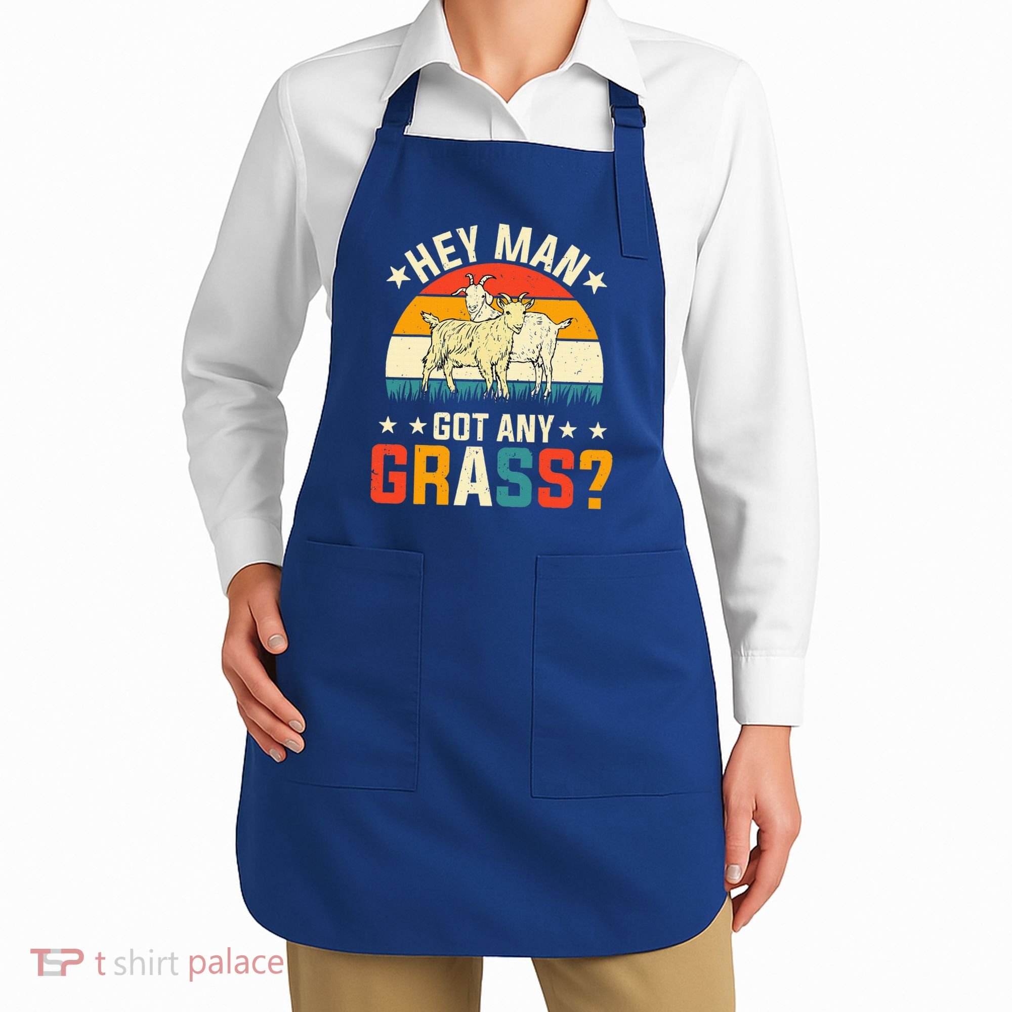 Hey Man Got Any Grass Farm Animal Pun Goat  Apron