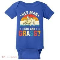 Hey Man Got Any Grass Farm Animal Pun Goat  Baby Bodysuit thumb 0