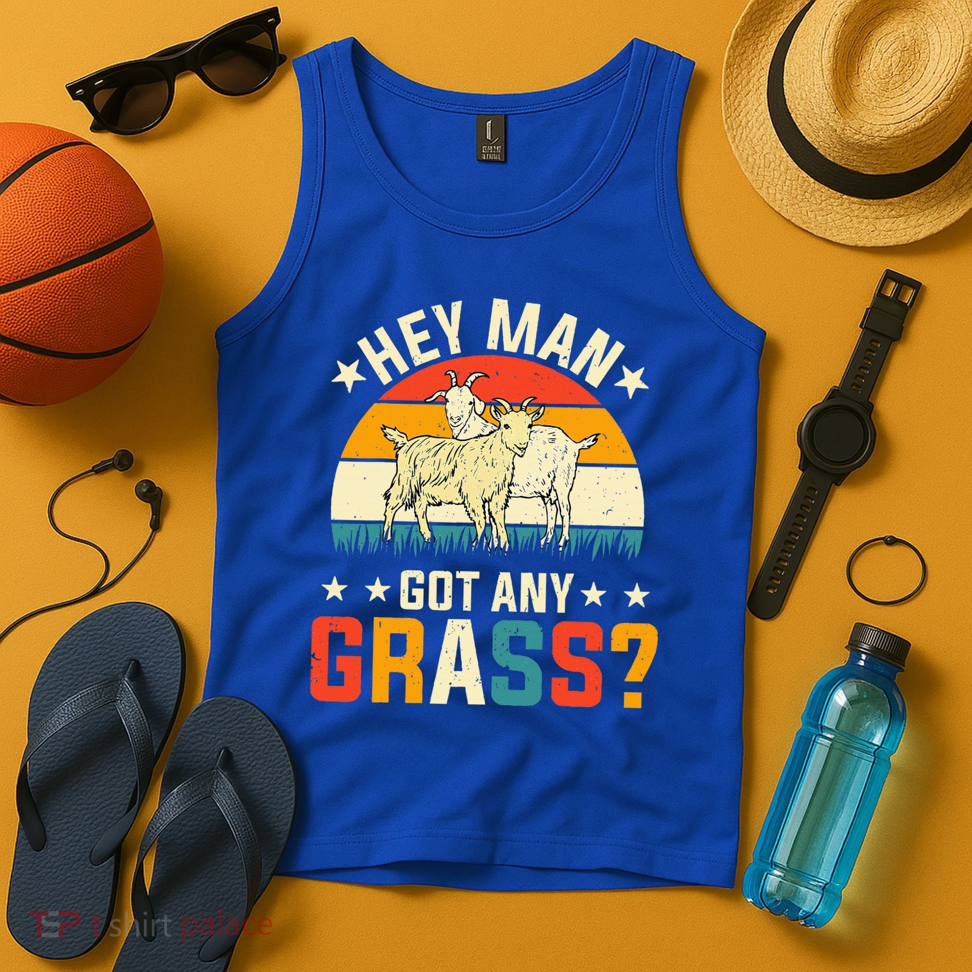 Hey Man Got Any Grass Farm Animal Pun Goat  Tank Top