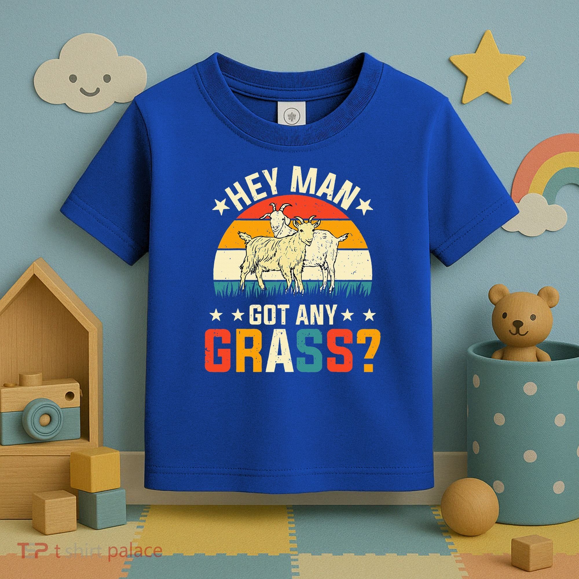 Hey Man Got Any Grass Farm Animal Pun Goat  Toddler T-Shirt