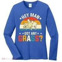 Hey Man Got Any Grass Farm Animal Pun Goat  Women's Long Sleeve Shirt thumb 0