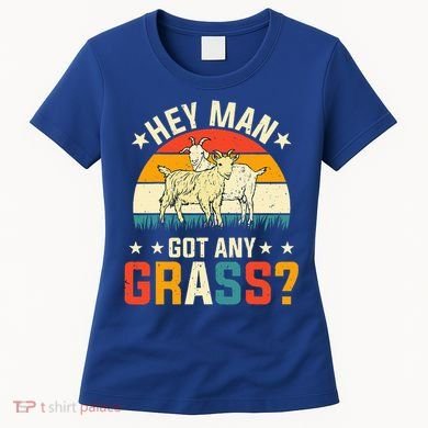 Hey Man Got Any Grass Farm Animal Pun Goat  Women's T-Shirt