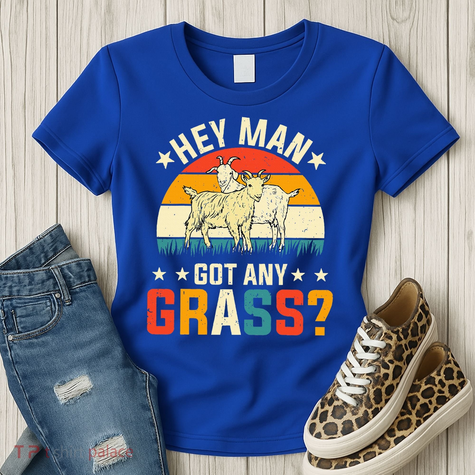 Hey Man Got Any Grass Farm Animal Pun Goat  Women's T-Shirt