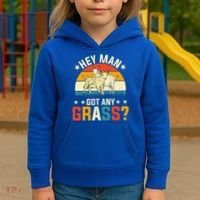Hey Man Got Any Grass Farm Animal Pun Goat  Kids Hoodie thumb 3