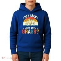 Hey Man Got Any Grass Farm Animal Pun Goat  Kids Hoodie thumb 4