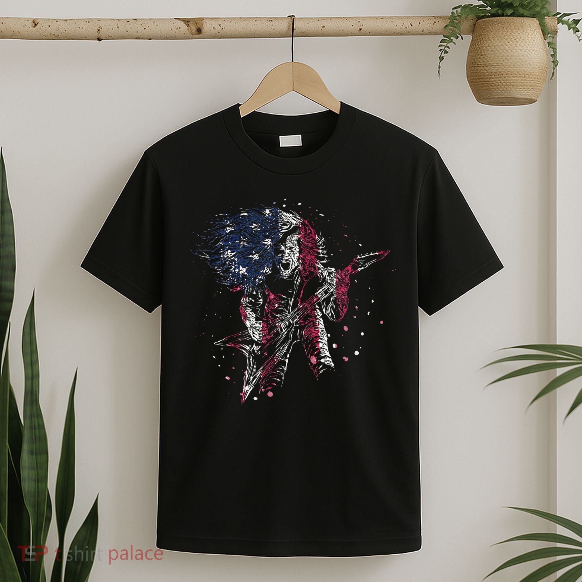 Heavy Metal Guitar Player Gifts American Flag T-Shirt
