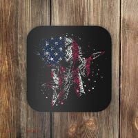 Heavy Metal Guitar Player Gifts American Flag Coaster thumb 0