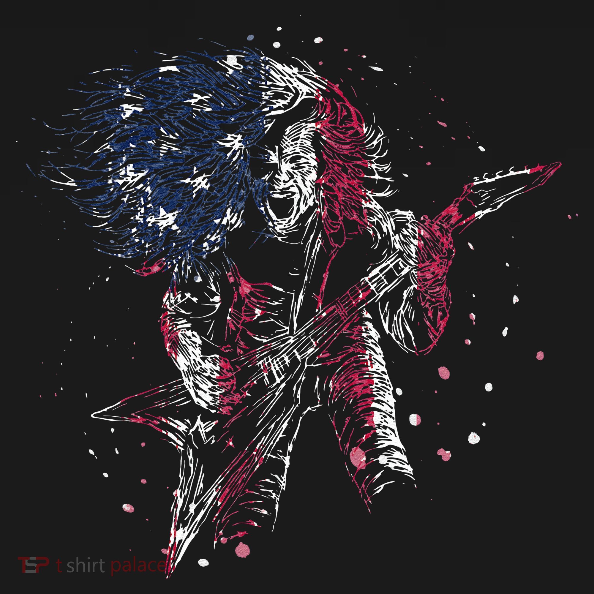 Heavy Metal Guitar Player Gifts American Flag Women's Hoodie