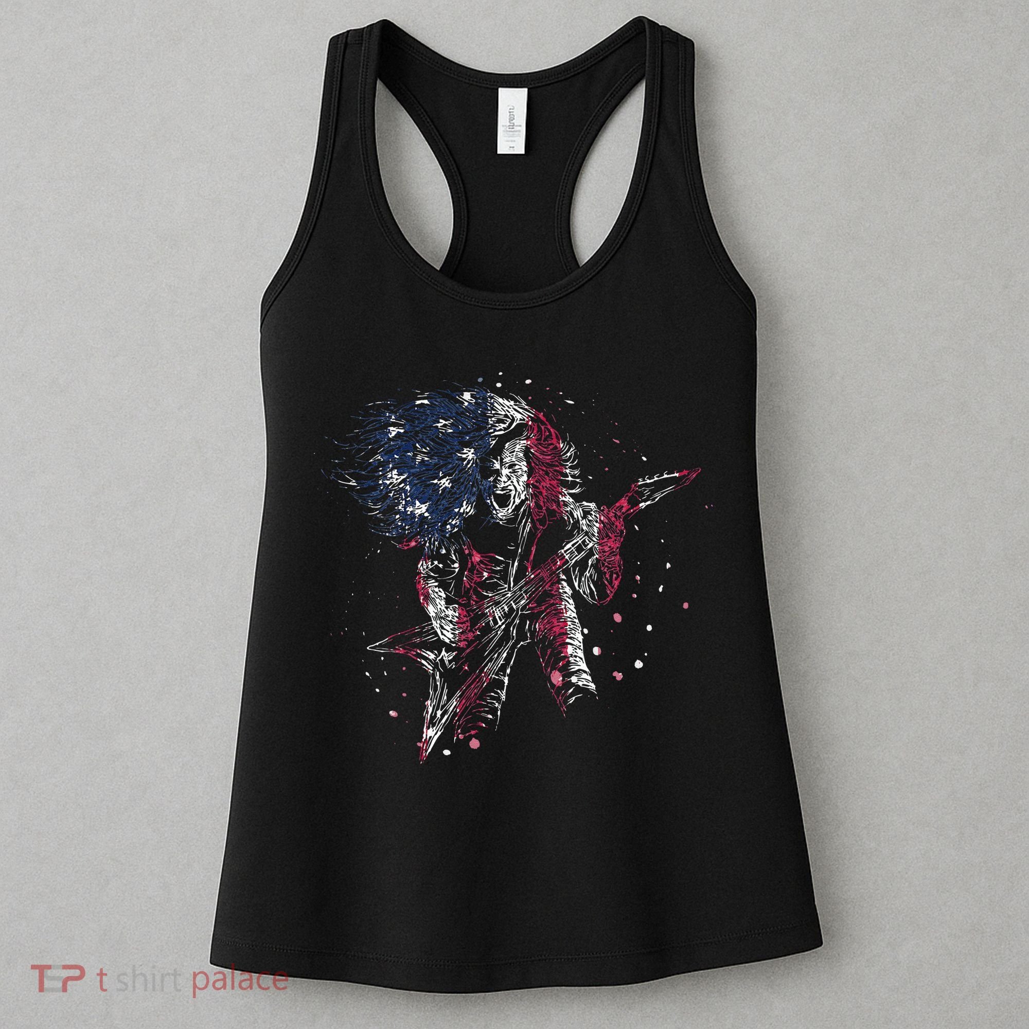 Heavy Metal Guitar Player Gifts American Flag Women's Tank Top