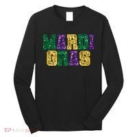 Happy Mardi Gras Carnival Fat Tuesday Fleur De Lis Long Sleeve Shirt thumb 0