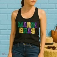 Happy Mardi Gras Carnival Fat Tuesday Fleur De Lis Women's Tank Top thumb 2