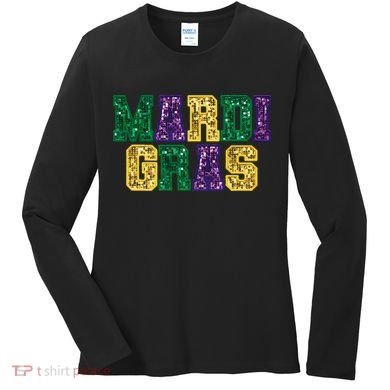 Happy Mardi Gras Carnival Fat Tuesday Fleur De Lis Women's Long Sleeve Shirt