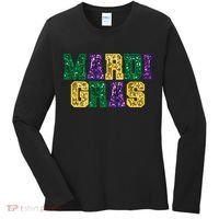 Happy Mardi Gras Carnival Fat Tuesday Fleur De Lis Women's Long Sleeve Shirt thumb 0