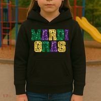 Happy Mardi Gras Carnival Fat Tuesday Fleur De Lis Kids Hoodie thumb 3