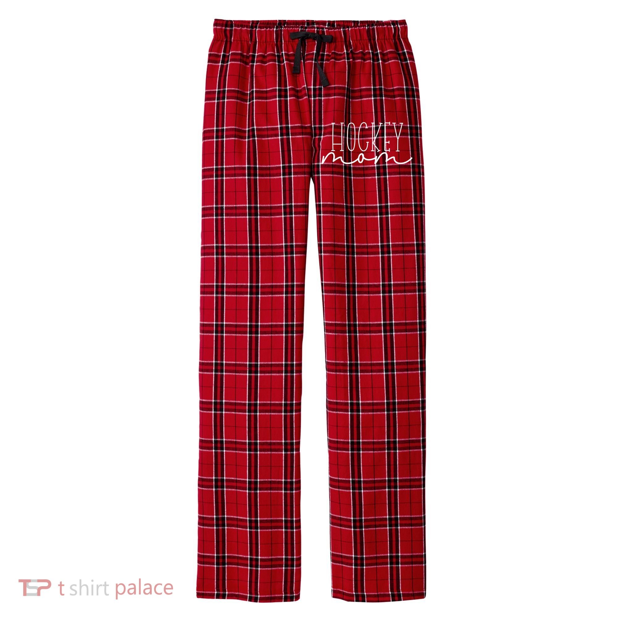 Hockey Mom Gift Ice Hockey Fan Gift Men's Flannel Plaid Pajama Pants