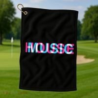 House Music Glitch Optical Illusion EDM Rave DJ Golf Towel thumb 1