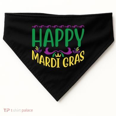 Happy Mardi Gras USA-Made Doggie Bandana
