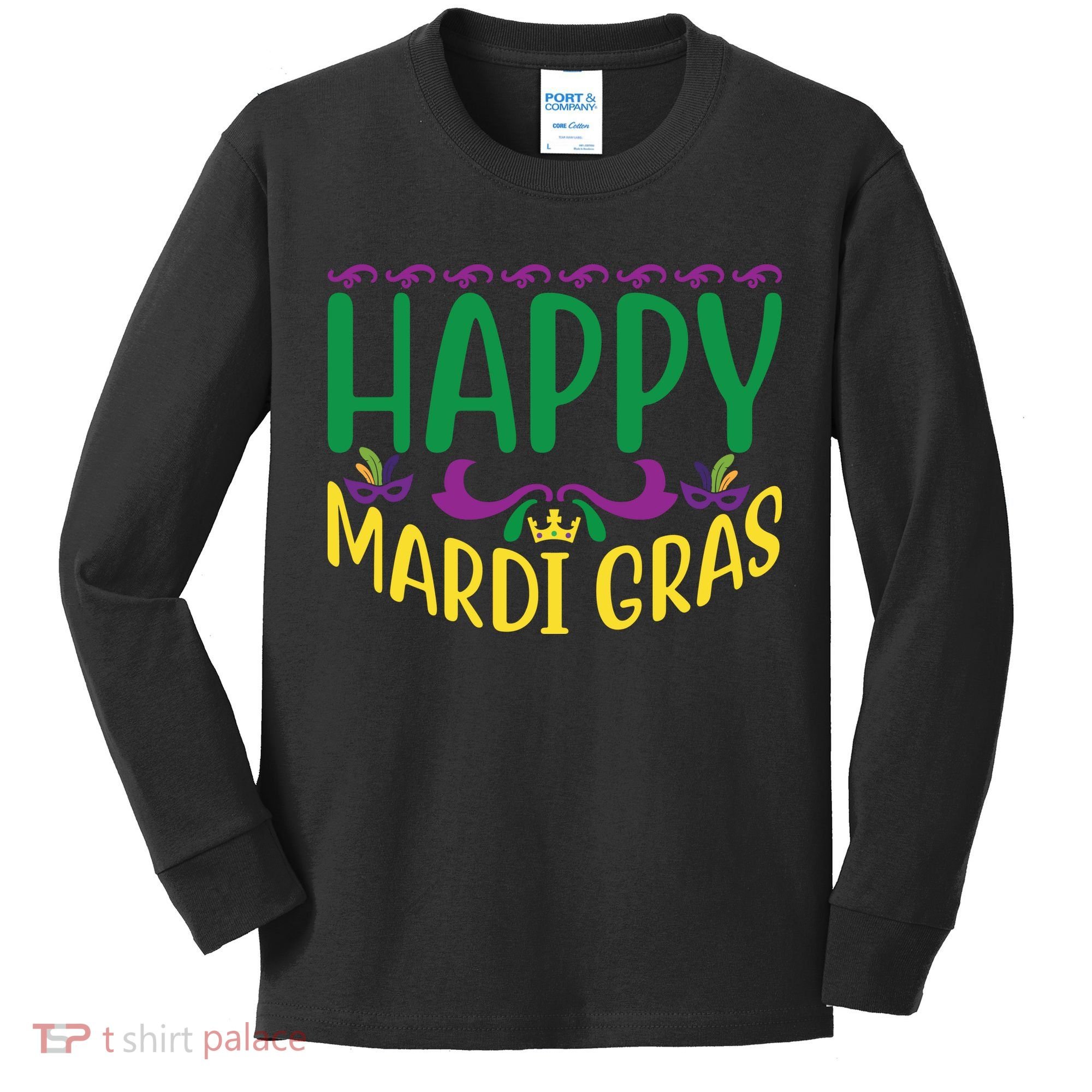 Happy Mardi Gras Kids Long Sleeve Shirt