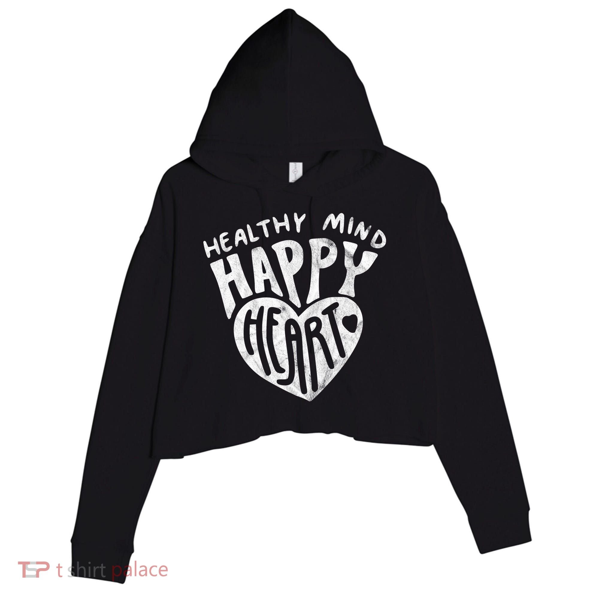 Healthy Mind Happy Heart Mental Health Crop Fleece Hoodie