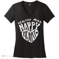 Healthy Mind Happy Heart Mental Health Women's V-Neck T-Shirt thumb 0