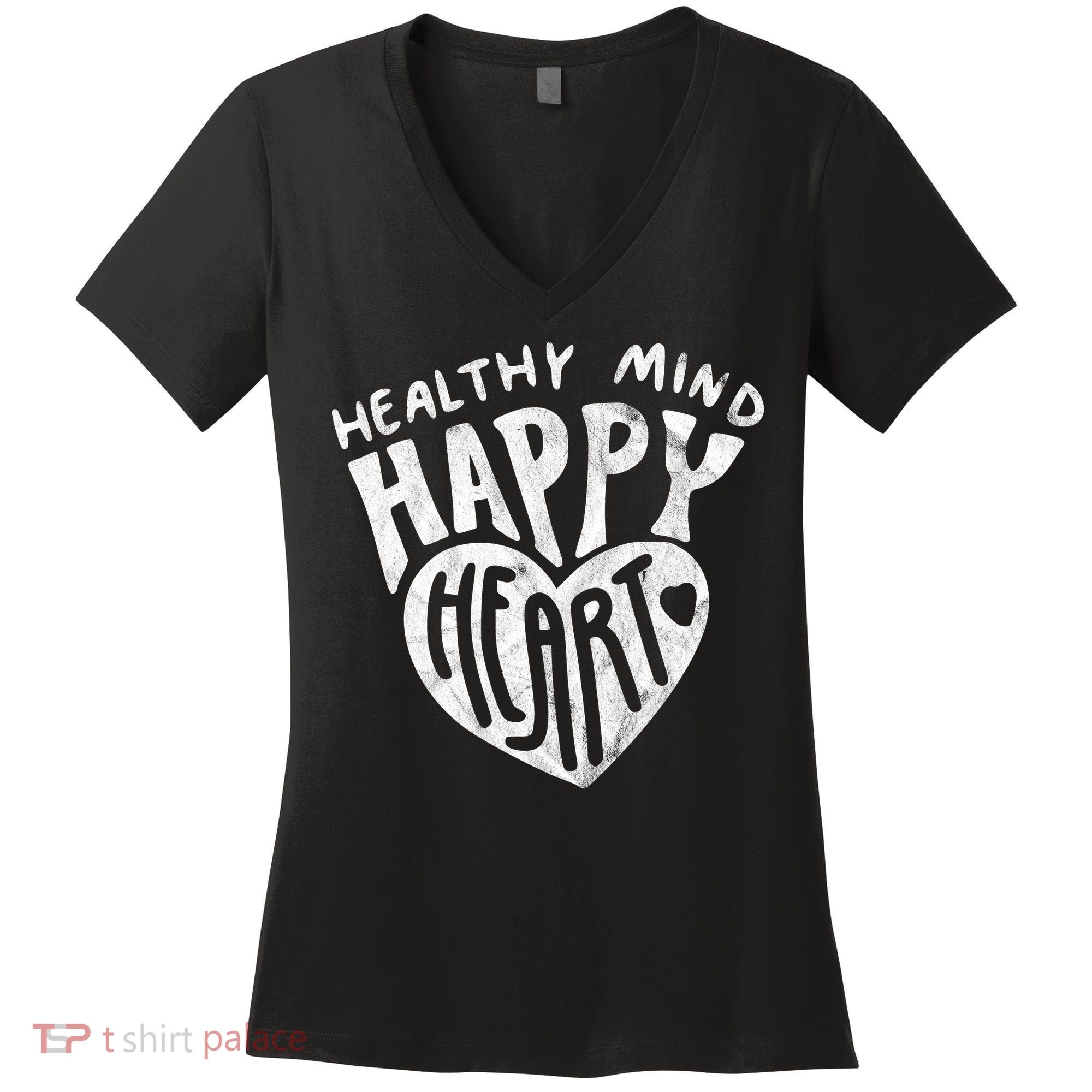 Healthy Mind Happy Heart Mental Health Women's V-Neck T-Shirt
