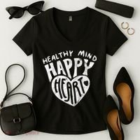 Healthy Mind Happy Heart Mental Health Women's V-Neck T-Shirt thumb 2
