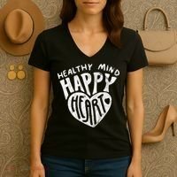 Healthy Mind Happy Heart Mental Health Women's V-Neck T-Shirt thumb 3