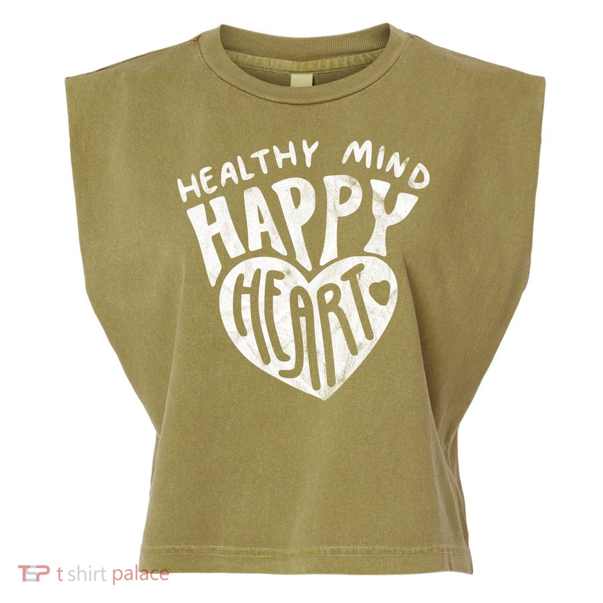 Healthy Mind Happy Heart Mental Health Garment-Dyed Women's Muscle Tee