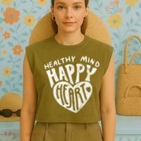 Healthy Mind Happy Heart Mental Health Garment-Dyed Women's Muscle Tee thumb 4