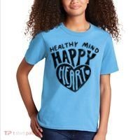 Healthy Mind Happy Heart Mental Health Kids T-Shirt thumb 2