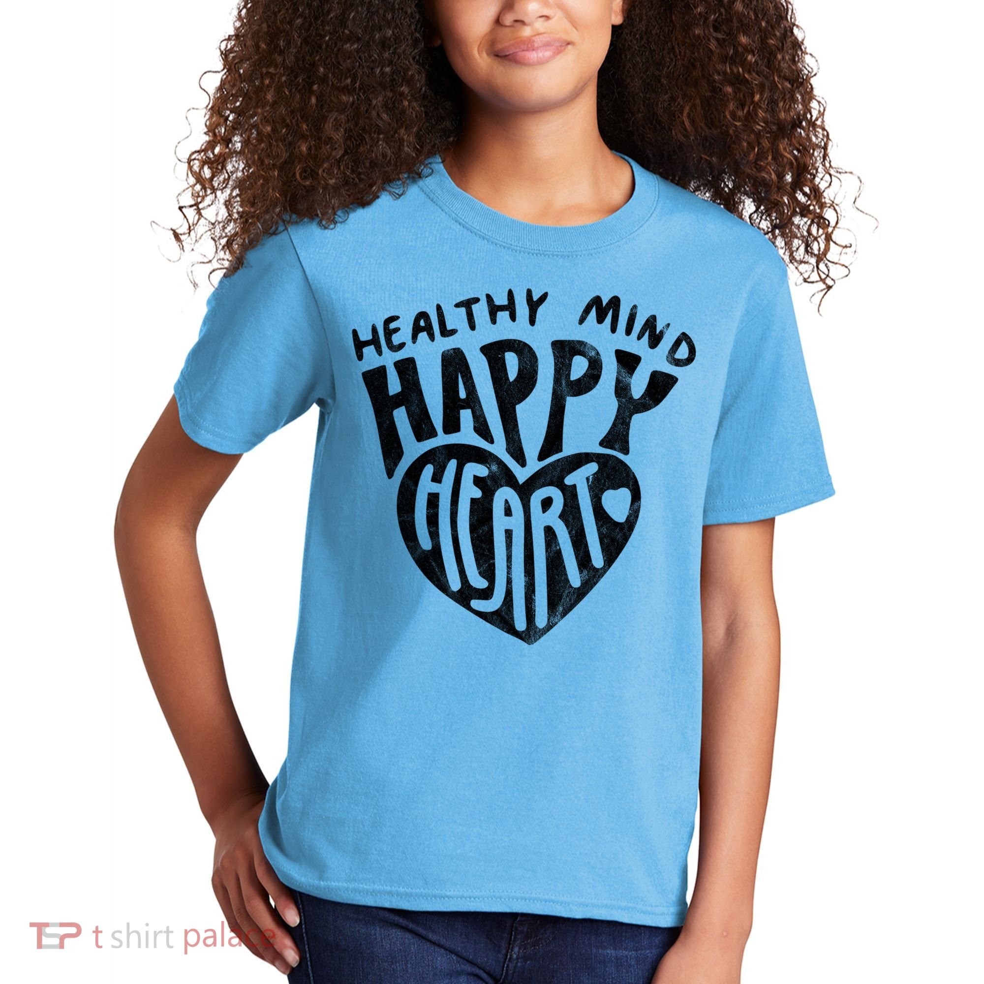 Healthy Mind Happy Heart Mental Health Kids T-Shirt