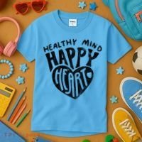 Healthy Mind Happy Heart Mental Health Kids T-Shirt thumb 3