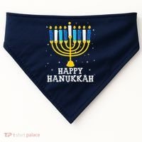 Hanukkah Menorah Happy Hanukkah USA-Made Doggie Bandana thumb 0