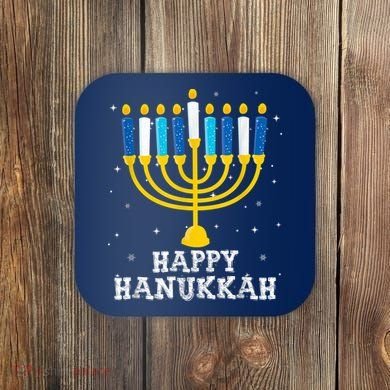 Hanukkah Menorah Happy Hanukkah Coaster