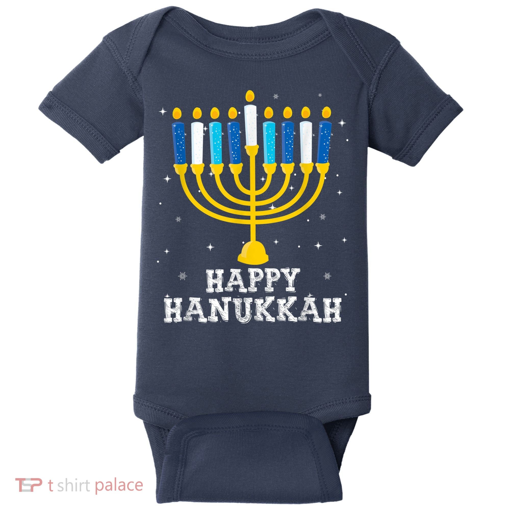 Hanukkah Menorah Happy Hanukkah Baby Bodysuit