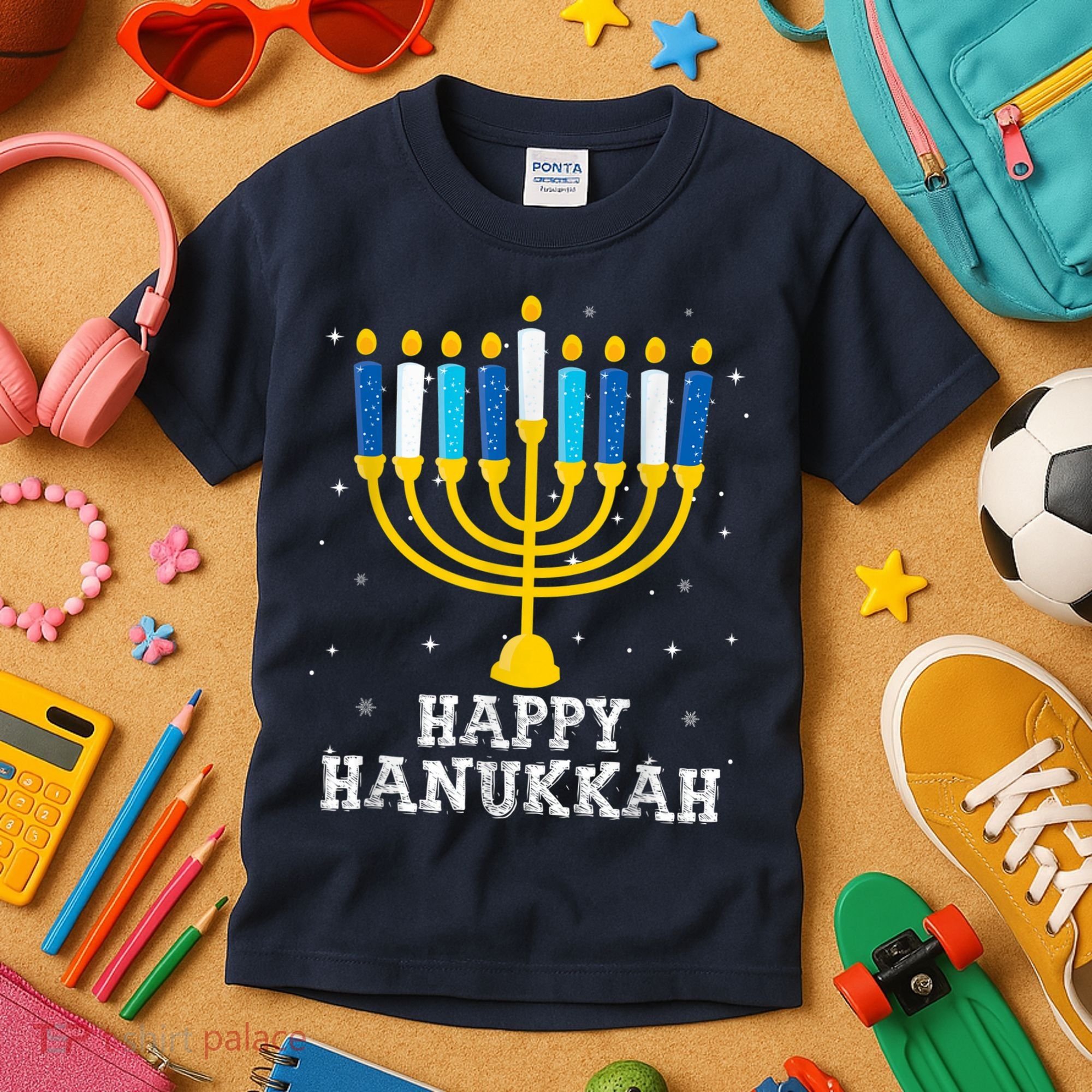 Hanukkah Menorah Happy Hanukkah Kids T-Shirt