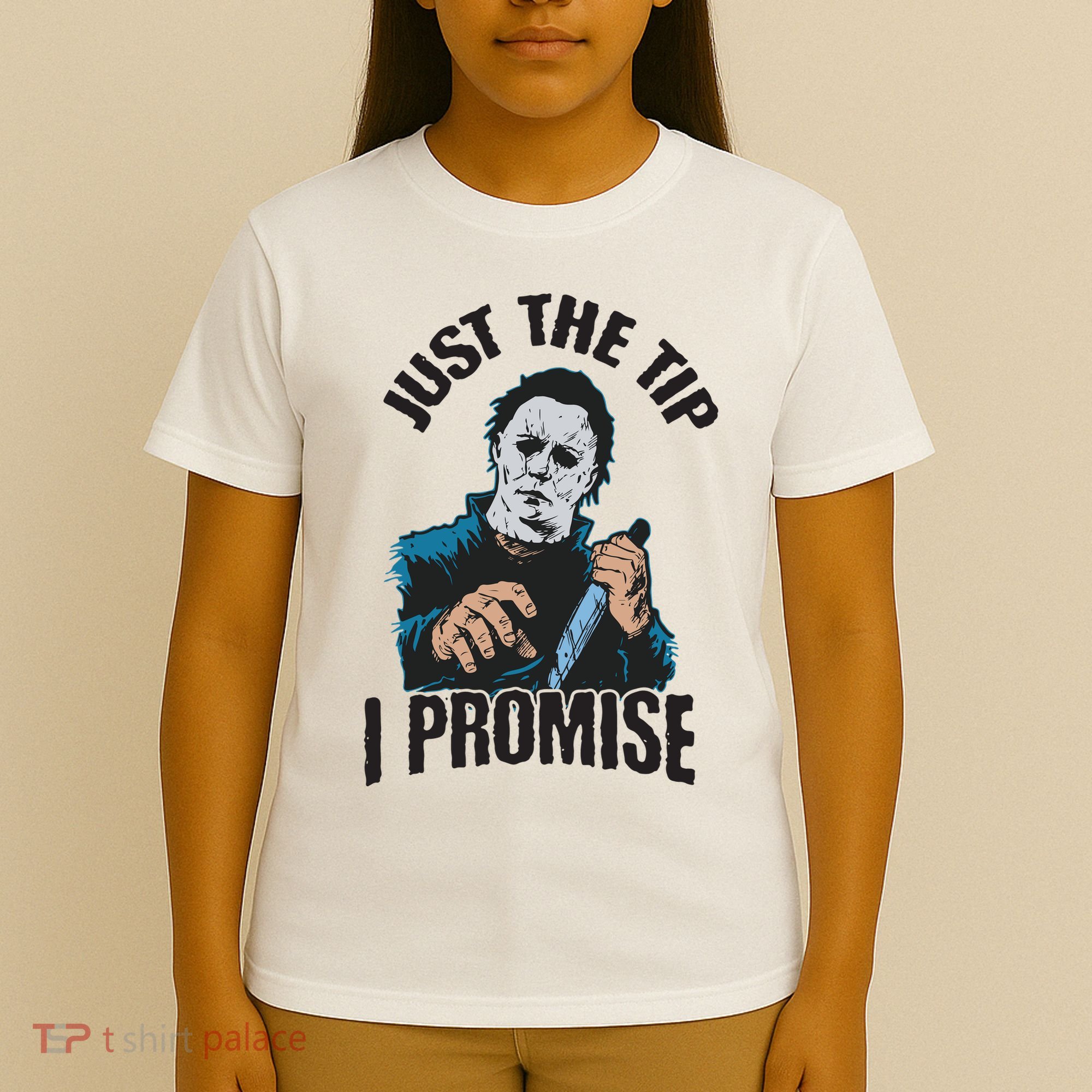 Horror Movie Halloween Just The Tip I Promise Knife Funny T-Shirt