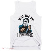 Horror Movie Halloween Just The Tip I Promise Knife Funny Tank Top thumb 0