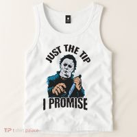 Horror Movie Halloween Just The Tip I Promise Knife Funny Tank Top thumb 2