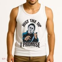 Horror Movie Halloween Just The Tip I Promise Knife Funny Tank Top thumb 3
