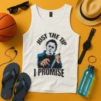 Horror Movie Halloween Just The Tip I Promise Knife Funny Tank Top thumb 4
