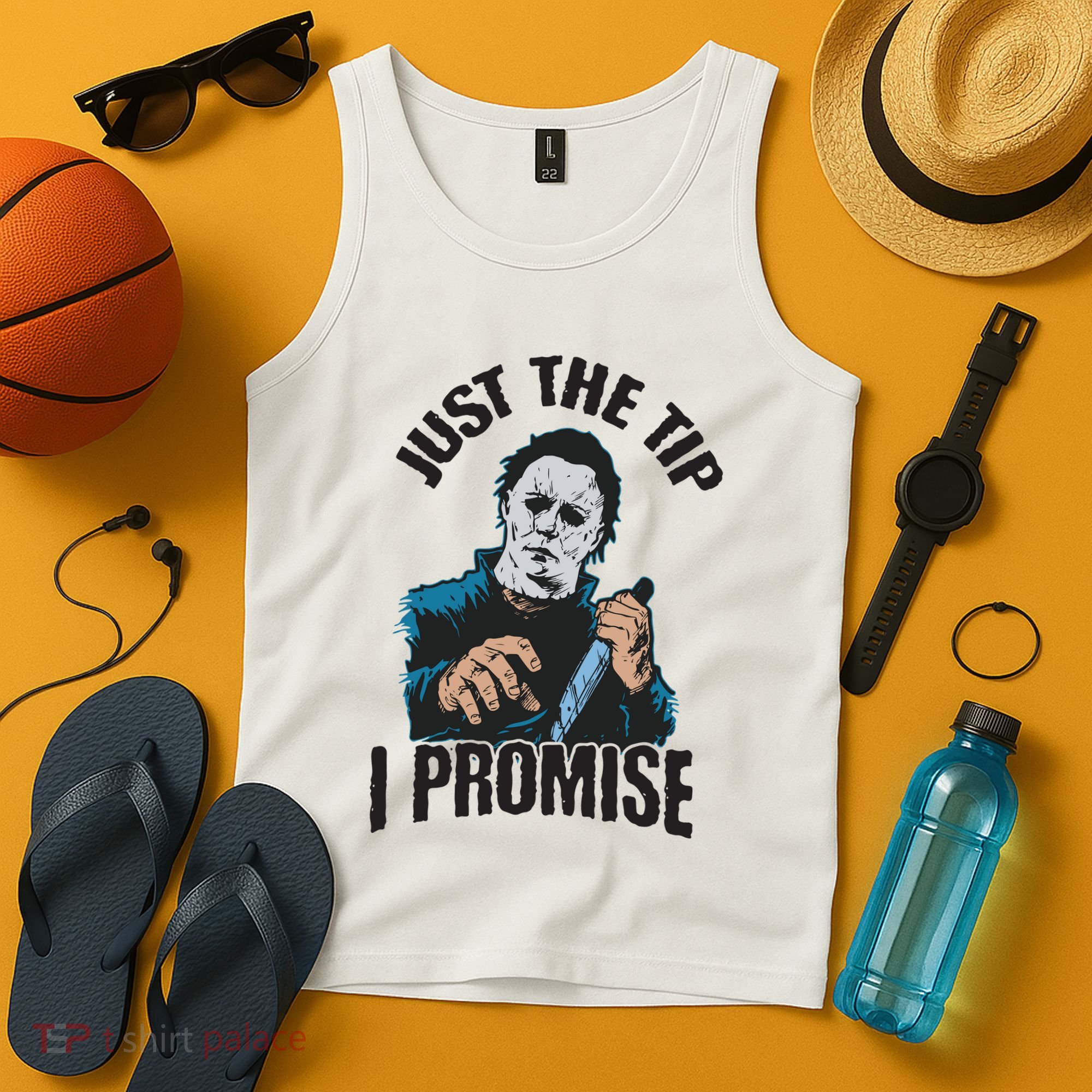 Horror Movie Halloween Just The Tip I Promise Knife Funny Tank Top