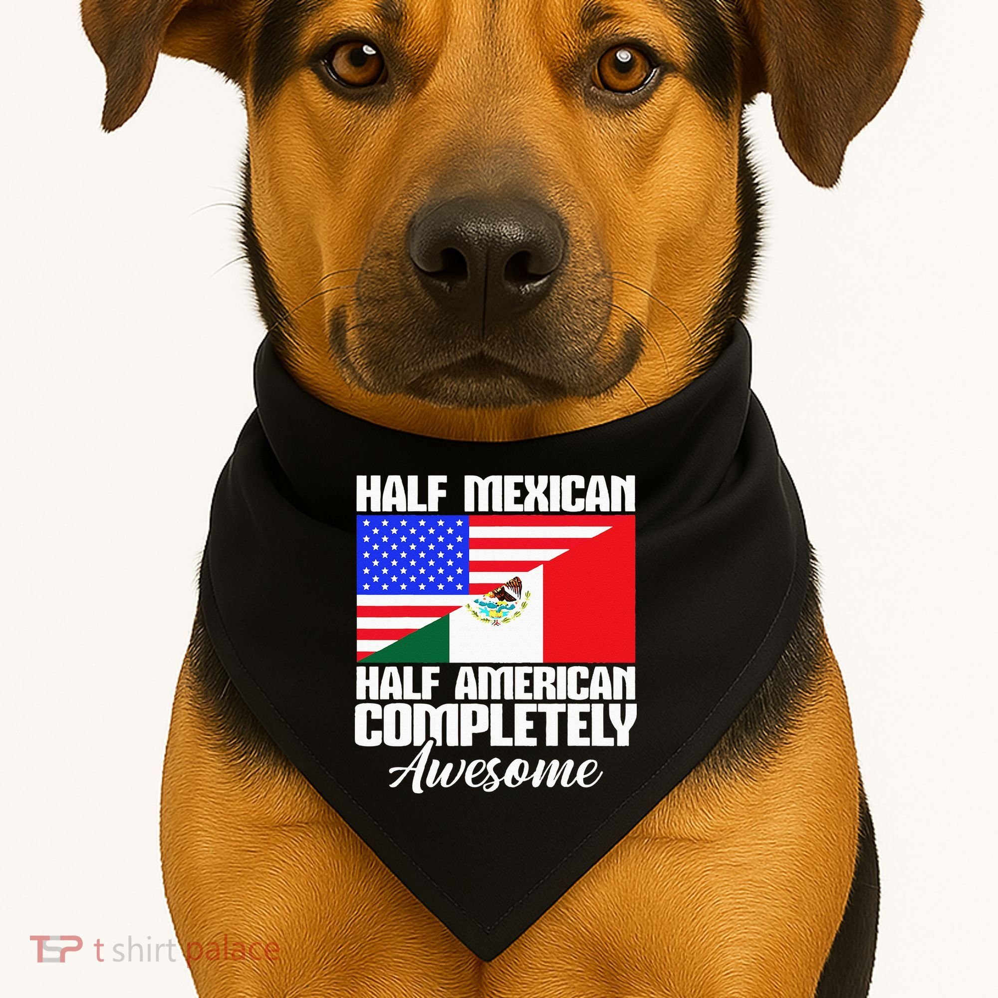 Half Mexican Half American Completely Awesome USA Mexico USA-Made Doggie Bandana