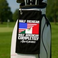 Half Mexican Half American Completely Awesome USA Mexico Golf Towel thumb 2