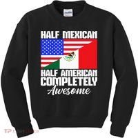 Half Mexican Half American Completely Awesome USA Mexico Kids Sweatshirt thumb 0