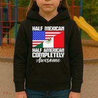 Half Mexican Half American Completely Awesome USA Mexico Kids Hoodie thumb 3