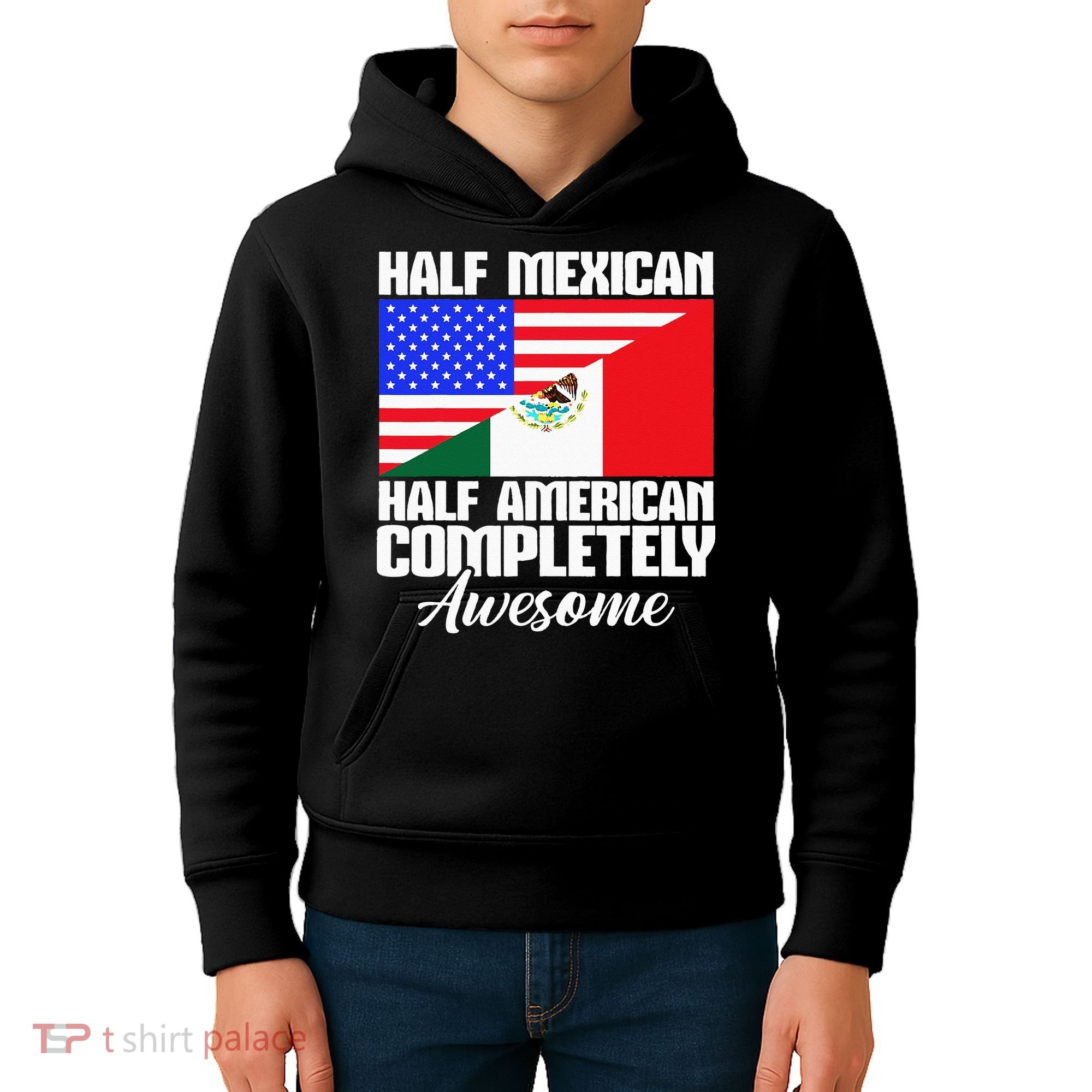 Half Mexican Half American Completely Awesome USA Mexico Kids Hoodie