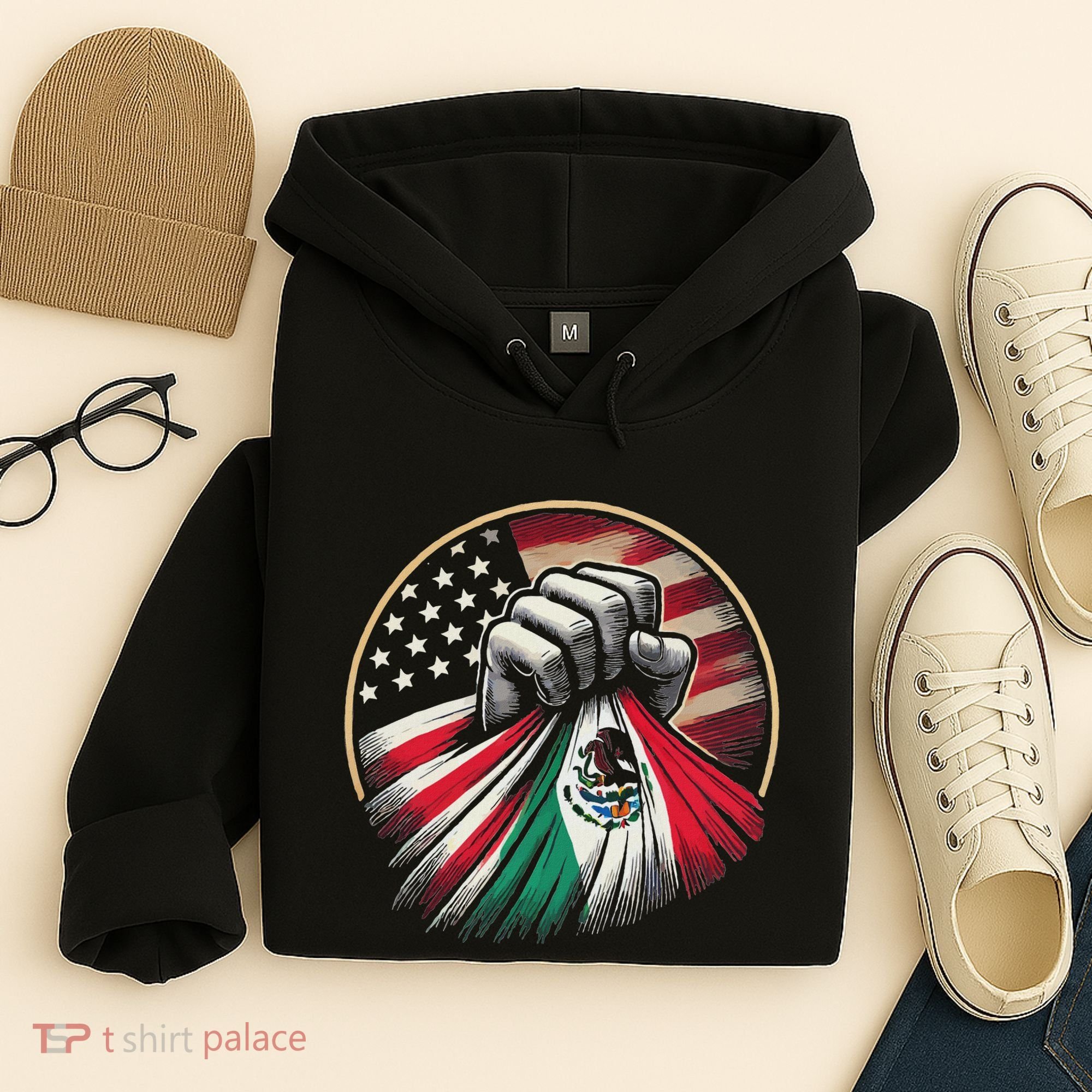 Half Mexican Half American Usa Flag Mexico America Hoodie